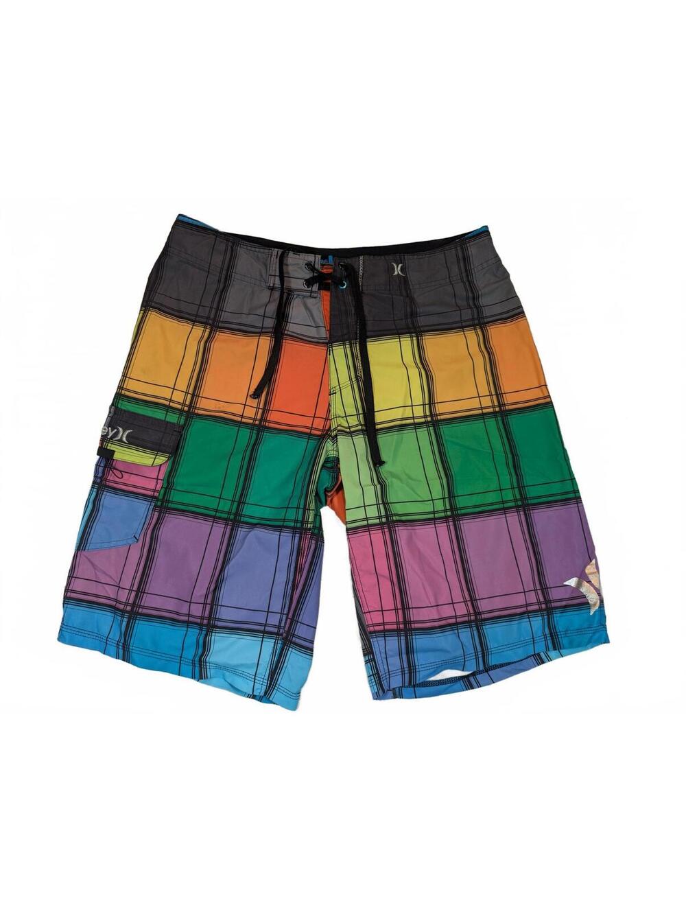 Hurley Phantom Plaid Colorblock Boardshorts QuickDry Surf Swim Beach Mens 32